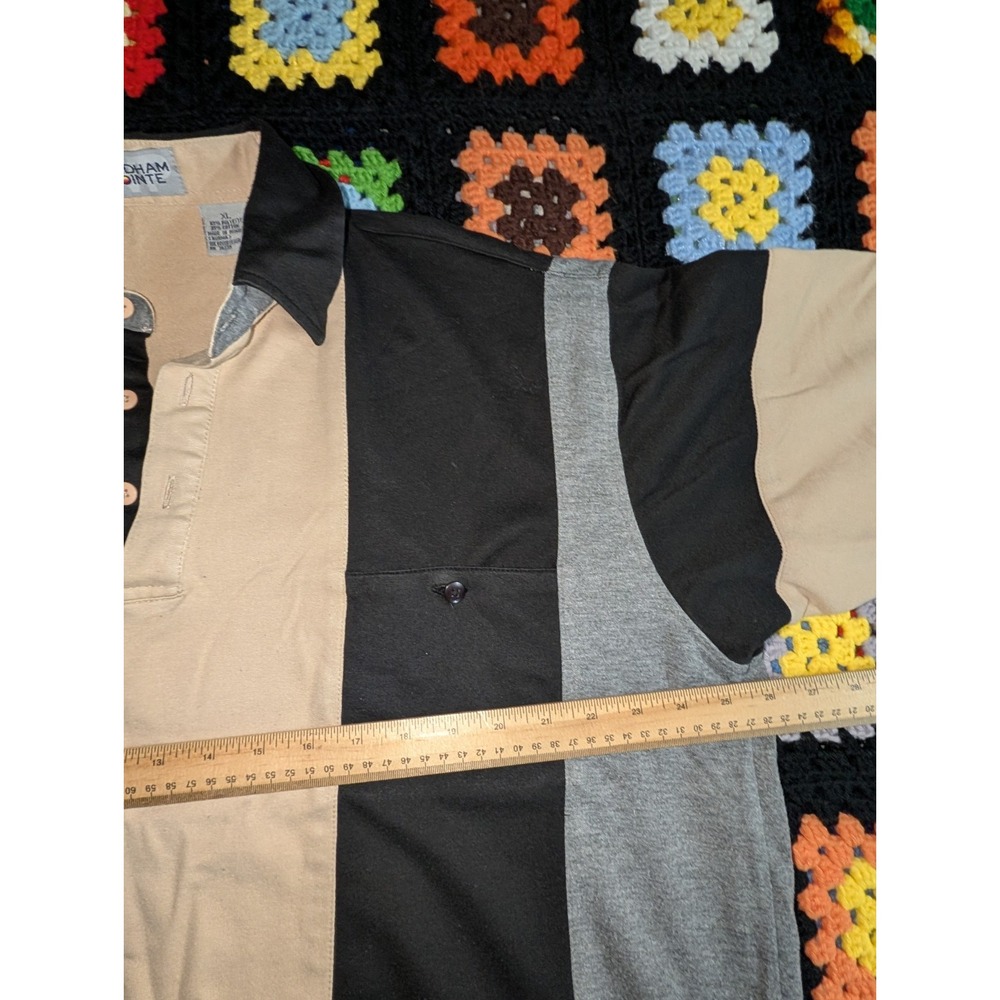Windham Pointe Shirt Men's Black Beige Striped Size XL - Picture 5 of 7